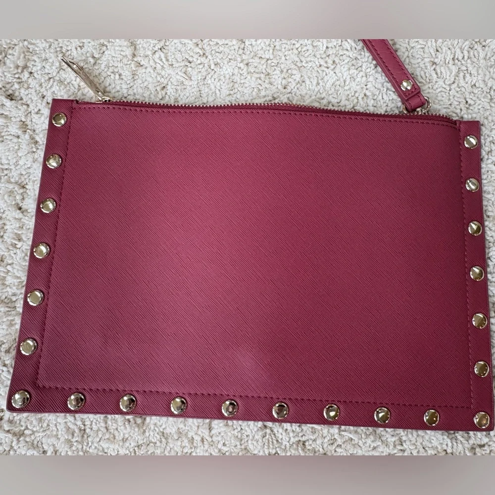 Brand New WHBM Floral Pouch Burgundy Wine ๐ท Floral Studded - Picture 3 of 4